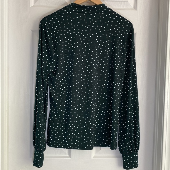 CLEARANCE!! RW & Co hunter green polka dot blouse - Picture 6 of 9